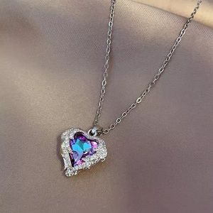Angel Wings Crystal Heart Pendant Necklace